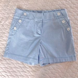 LOFT Riviera Blue and White Seersucker Shorts